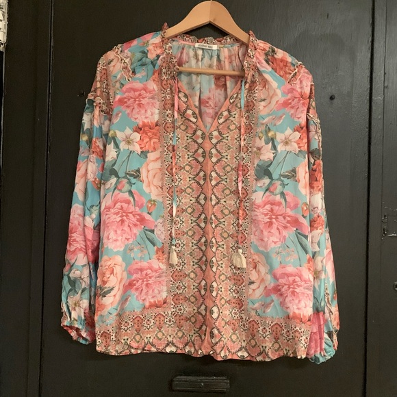 ROSE NARCISA BLOUSE Johnny Was XXS Silk brand new never worn NWOT - Picture 7 of 8